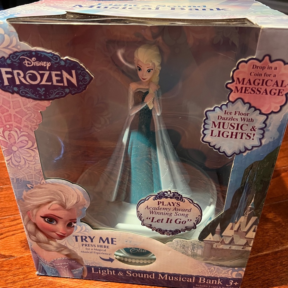 Disney Frozen Elsa Musical Bank with Blue and White Dress